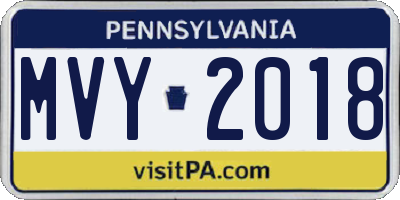 PA license plate MVY2018