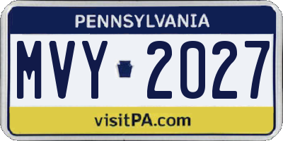 PA license plate MVY2027