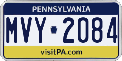 PA license plate MVY2084