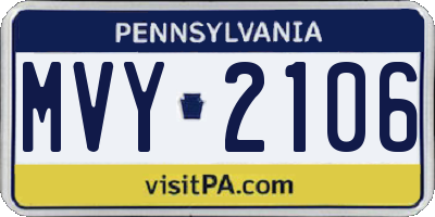 PA license plate MVY2106