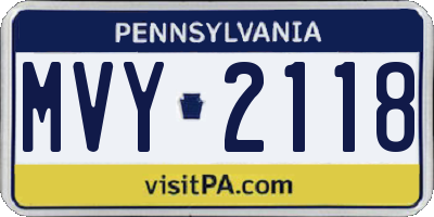 PA license plate MVY2118
