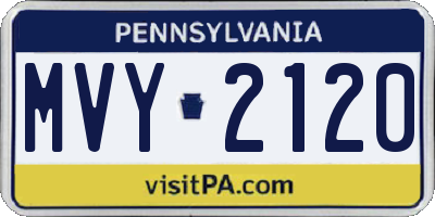 PA license plate MVY2120