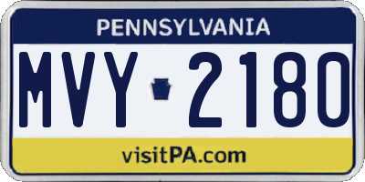 PA license plate MVY2180
