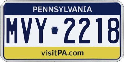 PA license plate MVY2218