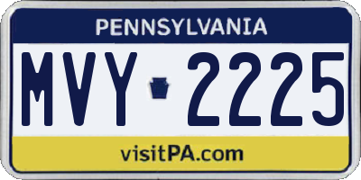 PA license plate MVY2225