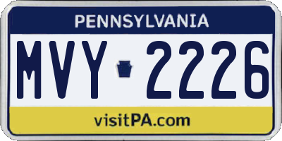 PA license plate MVY2226
