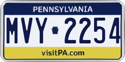 PA license plate MVY2254