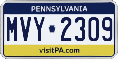 PA license plate MVY2309