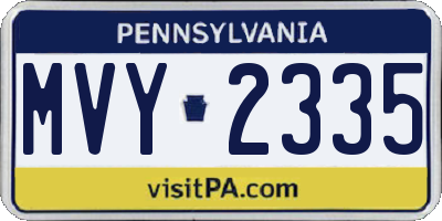 PA license plate MVY2335