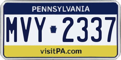 PA license plate MVY2337