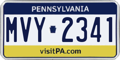 PA license plate MVY2341