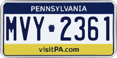 PA license plate MVY2361