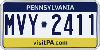 PA license plate MVY2411