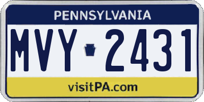 PA license plate MVY2431