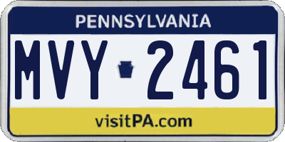 PA license plate MVY2461