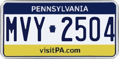 PA license plate MVY2504