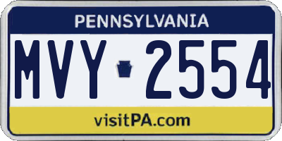 PA license plate MVY2554