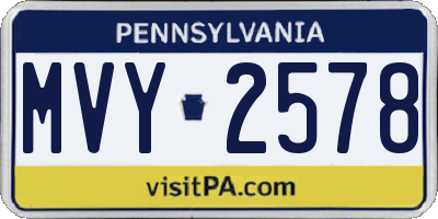 PA license plate MVY2578