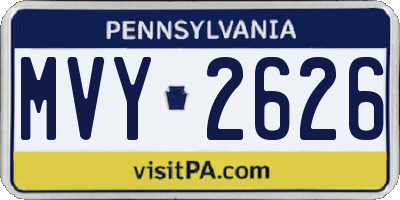 PA license plate MVY2626