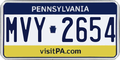 PA license plate MVY2654