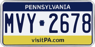 PA license plate MVY2678