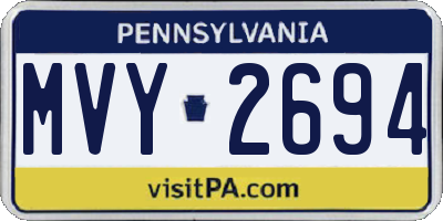 PA license plate MVY2694