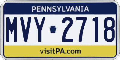 PA license plate MVY2718