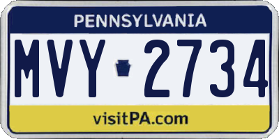 PA license plate MVY2734