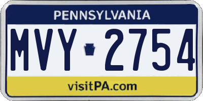 PA license plate MVY2754