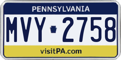 PA license plate MVY2758