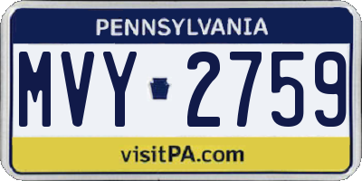 PA license plate MVY2759