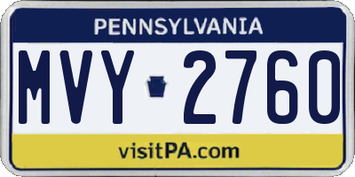 PA license plate MVY2760