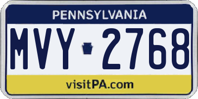 PA license plate MVY2768