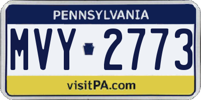 PA license plate MVY2773