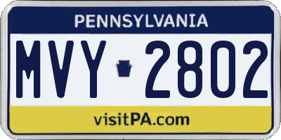 PA license plate MVY2802