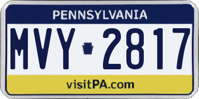 PA license plate MVY2817