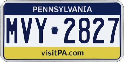 PA license plate MVY2827