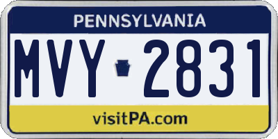 PA license plate MVY2831
