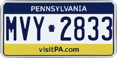 PA license plate MVY2833