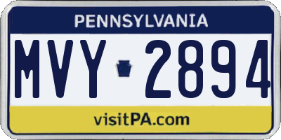 PA license plate MVY2894