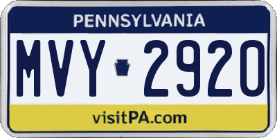 PA license plate MVY2920