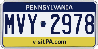 PA license plate MVY2978