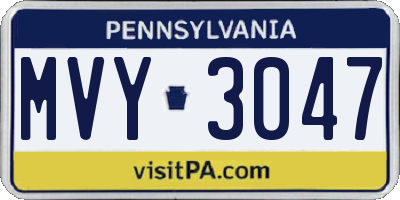 PA license plate MVY3047