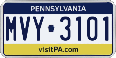 PA license plate MVY3101
