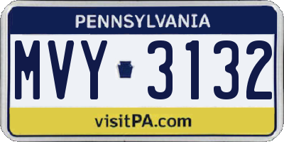 PA license plate MVY3132
