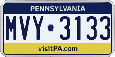 PA license plate MVY3133