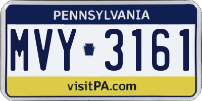 PA license plate MVY3161