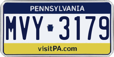 PA license plate MVY3179