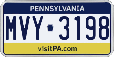 PA license plate MVY3198