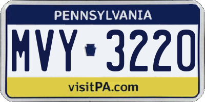 PA license plate MVY3220